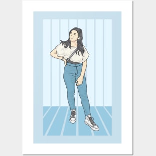 Girl Blue sky Denim Clpud Collection Posters and Art